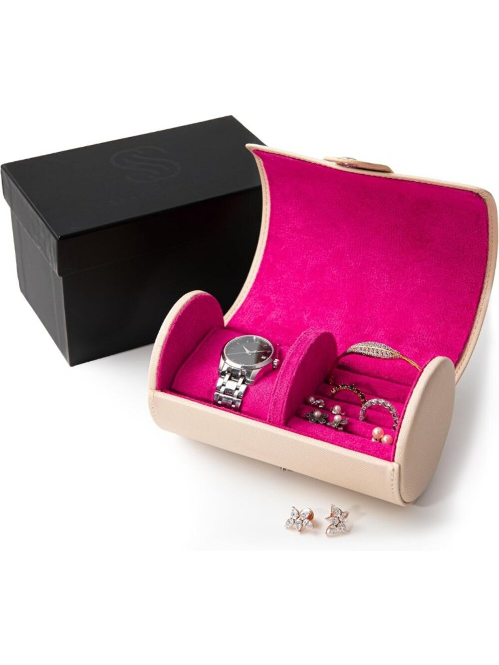 Travel Jewelry Organizer Case - Vegan Leather Travel Storage for Rings, Earrings